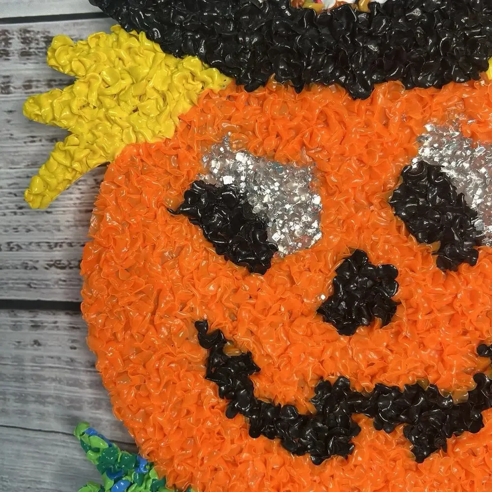 Vintage Halloween Melted Plastic Popcorn‎ Confetti Pumpkin Jack O Lantern